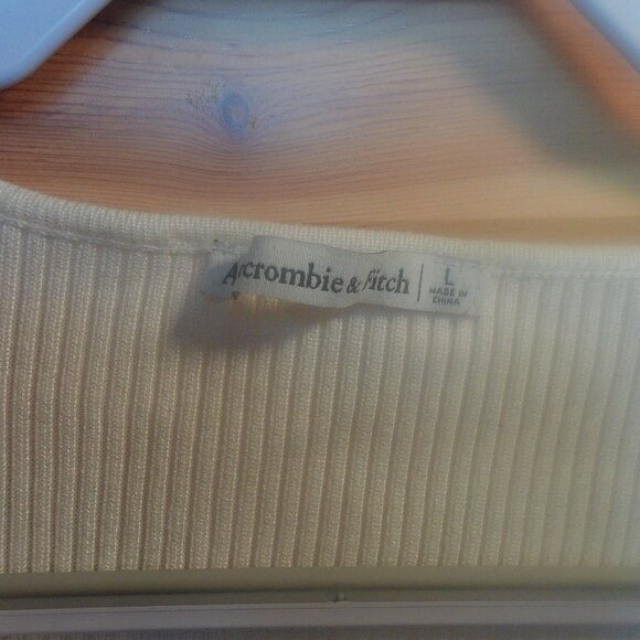 NWTS Abercrombie & Fitch White Ribbed Long Sleeve Bodysuit Size Large - Picture 4 of 5